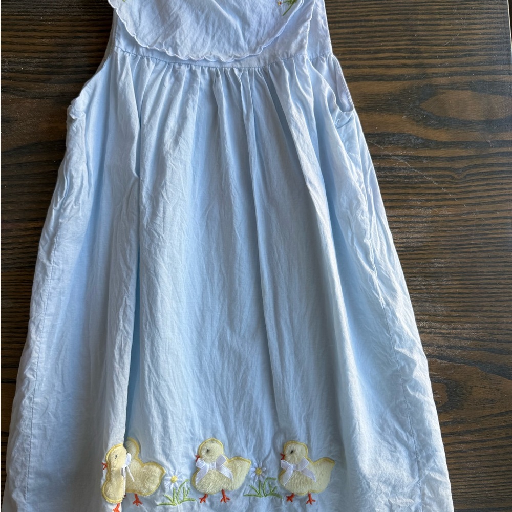 Light Blue Kids Casual Dress with Duck Embroidery